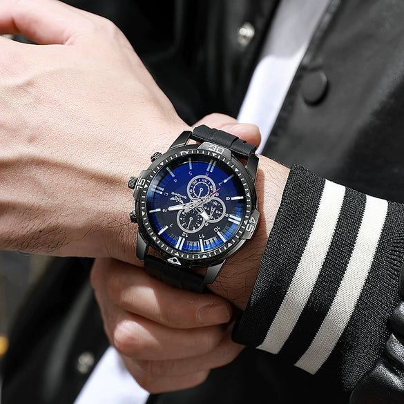 Watch Silicone Sapphire Glass Round Business Style Alloy Stainless Steel