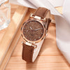 Watch Silver Pink Rhinestone Round Dial Plastic Case Imitation Leather Strap Women's Casual