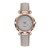 Watch Silver Pink Rhinestone Round Dial Plastic Case Imitation Leather Strap Women's Casual