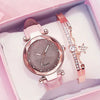 Watch Silver Pink Rhinestone Round Dial Plastic Case Imitation Leather Strap Women's Casual
