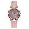 Watch Silver Pink Rhinestone Round Dial Plastic Case Imitation Leather Strap Women's Casual