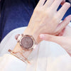 Watch Silver Pink Rhinestone Round Dial Plastic Case Imitation Leather Strap Women's Casual