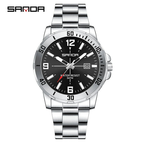 Watch Simple Fashion Round Dial Men's Quartz Watch With Luminous Waterproof Steel Strip Belt Alloy Case Stainless Steel Buckle