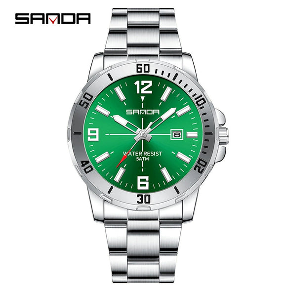 Watch Simple Fashion Round Dial Men's Quartz Watch With Luminous Waterproof Steel Strip Belt Alloy Case Stainless Steel Buckle