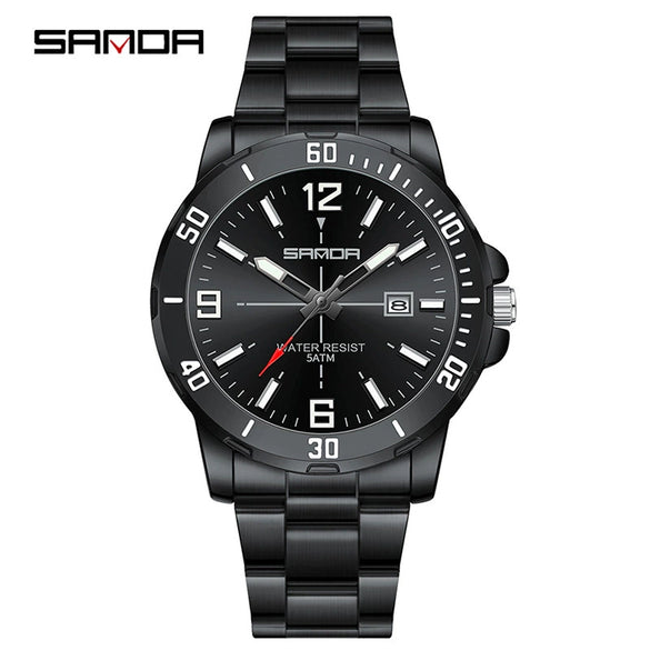 Watch Simple Fashion Round Dial Men's Quartz Watch With Luminous Waterproof Steel Strip Belt Alloy Case Stainless Steel Buckle