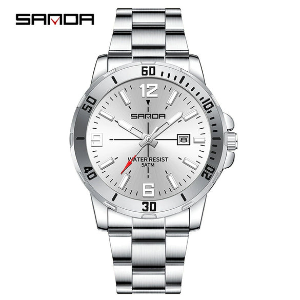Watch Simple Fashion Round Dial Men's Quartz Watch With Luminous Waterproof Steel Strip Belt Alloy Case Stainless Steel Buckle