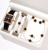 Watch Square Slub Pattern Women's Plastic Case Imitation Leather Strap Stainless Steel Buckle Quartz Watch