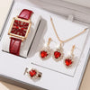 Watch Square Slub Pattern Women's Plastic Case Imitation Leather Strap Stainless Steel Buckle Quartz Watch