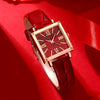 Watch Square Slub Pattern Women's Plastic Case Imitation Leather Strap Stainless Steel Buckle Quartz Watch