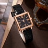 Watch Square Slub Pattern Women's Plastic Case Imitation Leather Strap Stainless Steel Buckle Quartz Watch