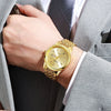 Watch Stainless Steel Alloy Business Round Quartz Display Calendar Week