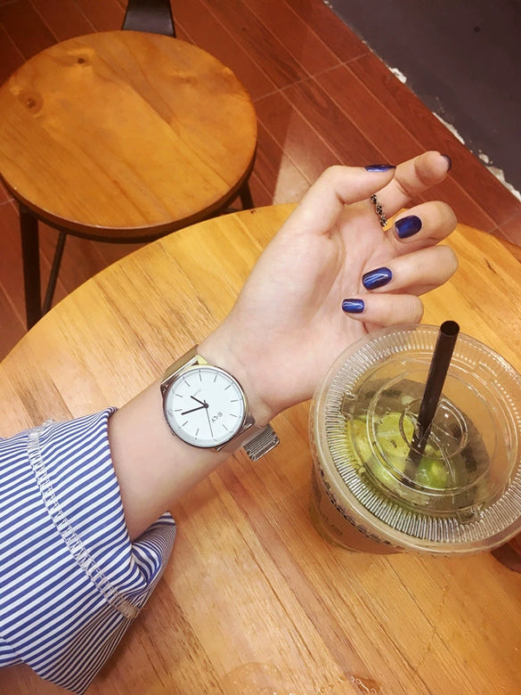 Watch Stainless Steel Alloy Strap Round Casual Quartz