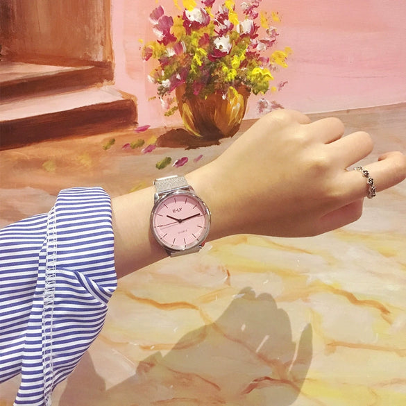 Watch Stainless Steel Alloy Strap Round Casual Quartz