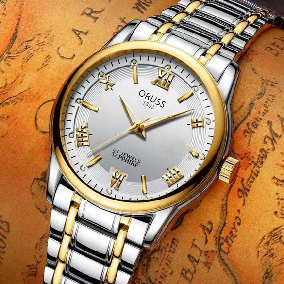 Watch Stainless Steel Full Automatic Movement Round Dial Waterproof Luminous Calendar For Men And Women