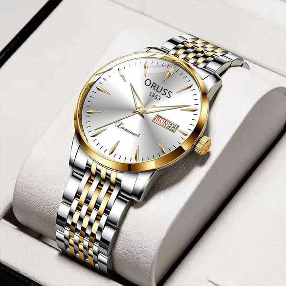 Watch Stainless Steel Mineral Strengthened Glass Mirror Business Style Printed Logo Waterproof