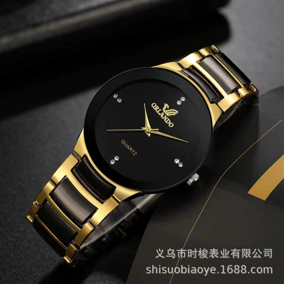 Watch Steel Alloy Diamondencrusted Round Quartz Men's And Women's