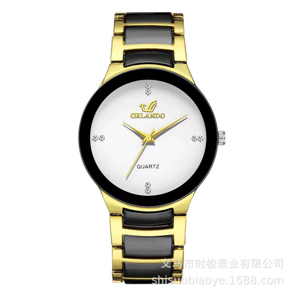 Watch Steel Alloy Diamondencrusted Round Quartz Men's And Women's