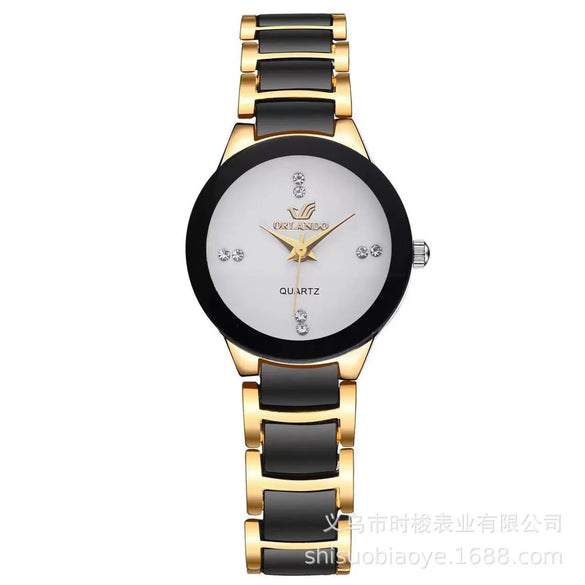 Watch Steel Alloy Diamondencrusted Round Quartz Men's And Women's