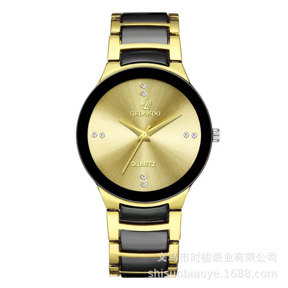 Watch Steel Alloy Diamondencrusted Round Quartz Men's And Women's