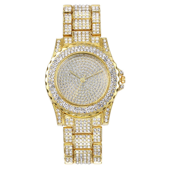 Watch Steel Alloy Quartz Starry Diamondembedded Round Dial