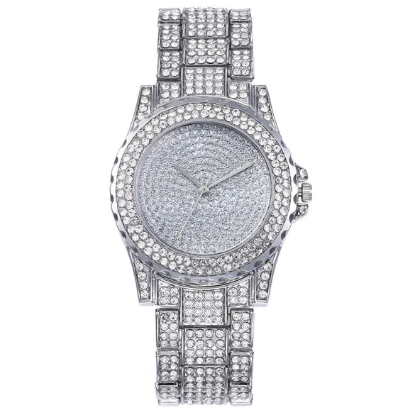 Watch Steel Alloy Quartz Starry Diamondembedded Round Dial