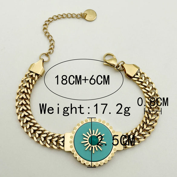 Watch Strap Chain Bracelet Stainless Steel Geometric Pattern 14K Gold Plated