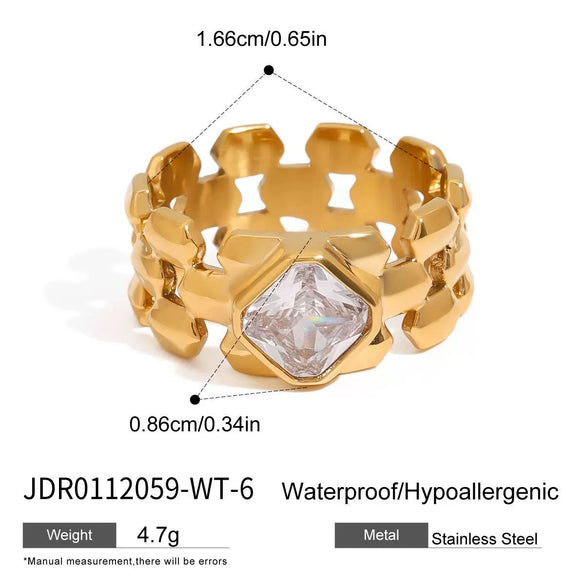 Watch Strap Ring Stainless Steel Geometric Design Electroplating Jewelry For Women