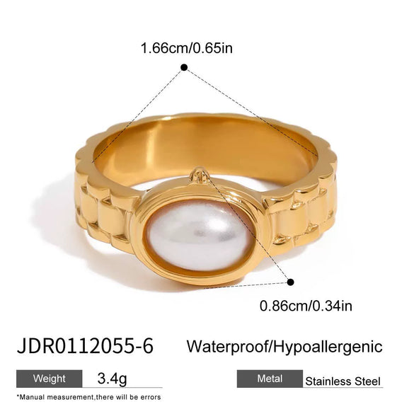 Watch Strap Ring Stainless Steel Geometric Design Electroplating Jewelry For Women