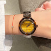 Watch Tiger Eye Stone Gem Fashion Glasses Rubber Ring Hawksbill Pattern Alloy Rose Gold Round