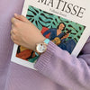 Watch Titanium Alloy Case Imitation Leather Strap Round Dial Retro Artistic Style For Female Students
