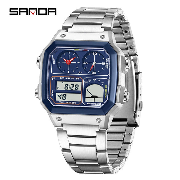 Watch Tpu Steel Strip Abs Square Business Versatile Casual Sporty Fashion Light Luxury Chic Highend Multifunction Temperature Measurement Alarm Clock Sports Waterproof
