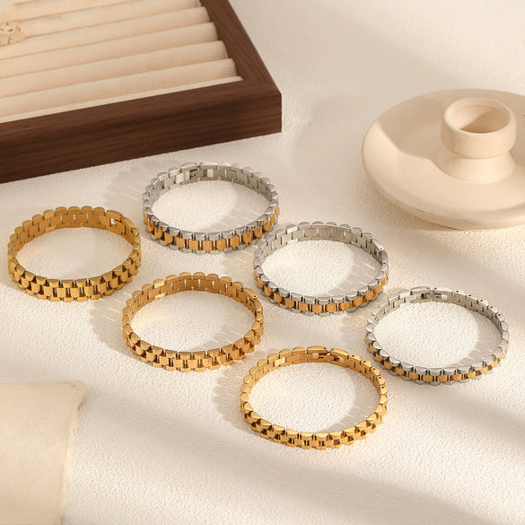 Watch With Stainless Steel Bracelet Geometric Highend Electroplated For Men And Women