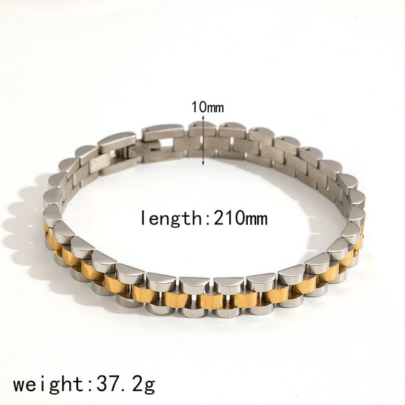 Watch With Stainless Steel Bracelet Geometric Highend Electroplated For Men And Women