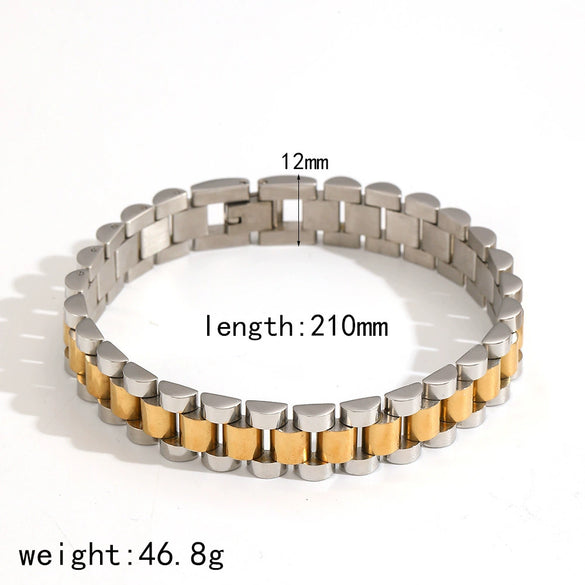 Watch With Stainless Steel Bracelet Geometric Highend Electroplated For Men And Women