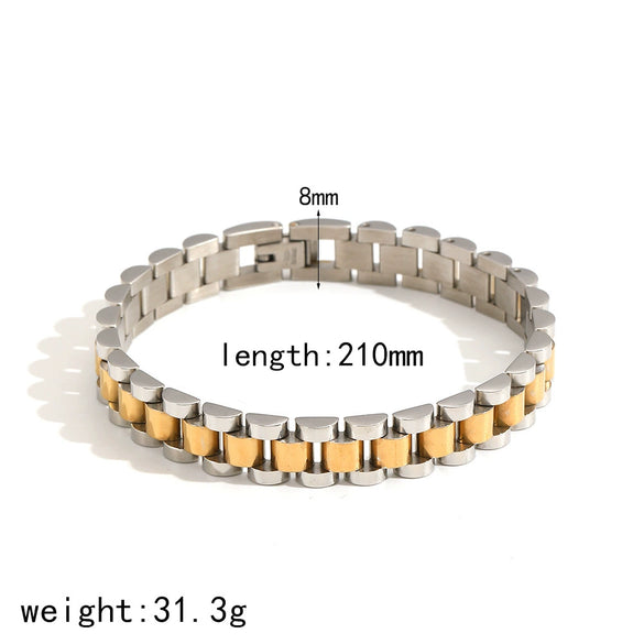 Watch With Stainless Steel Bracelet Geometric Highend Electroplated For Men And Women