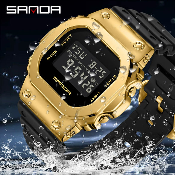 Watch Zinc Alloy Square Tpu Mineral Strengthened Mirror Waterproof Fashionable Digital Movement