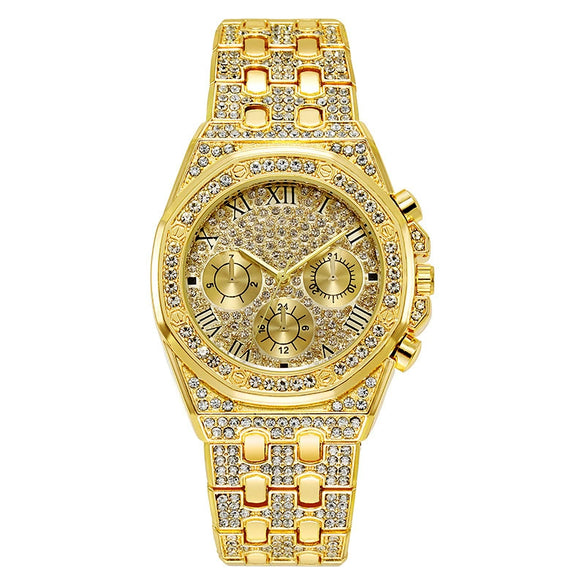Watches Alloy Case Steel Band Round Dial Quartz Men's Fashion