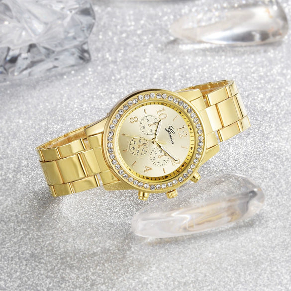 Watches Alloy Strap Sports Style Spiral Crown Horseshoe Buckle Printed Logo Ordinary Glass Mirror
