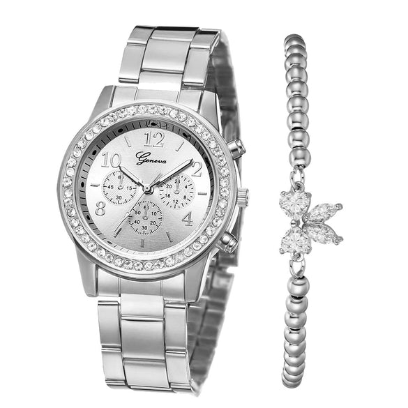 Watches Alloy Strap Sports Style Spiral Crown Horseshoe Buckle Printed Logo Ordinary Glass Mirror