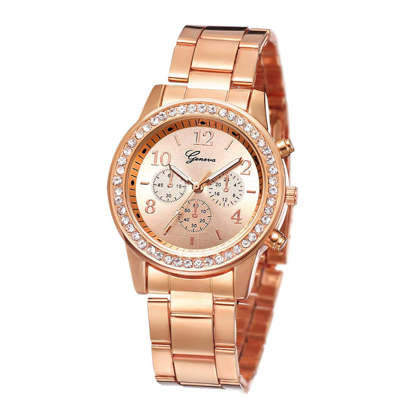 Watches Alloy Strap Sports Style Spiral Crown Horseshoe Buckle Printed Logo Ordinary Glass Mirror