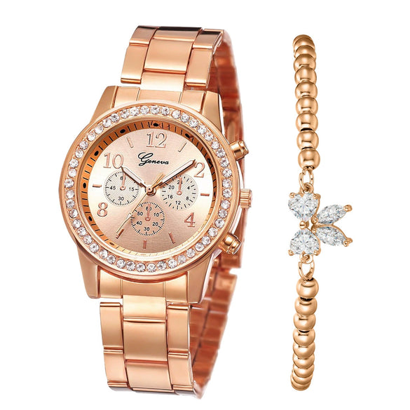 Watches Alloy Strap Sports Style Spiral Crown Horseshoe Buckle Printed Logo Ordinary Glass Mirror