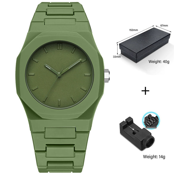 Watches Casual Fashion Simple Waterproof Silicone Strap Plastic Case Stainless Steel Buckle Round Dial
