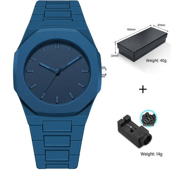 Watches Casual Fashion Simple Waterproof Silicone Strap Plastic Case Stainless Steel Buckle Round Dial
