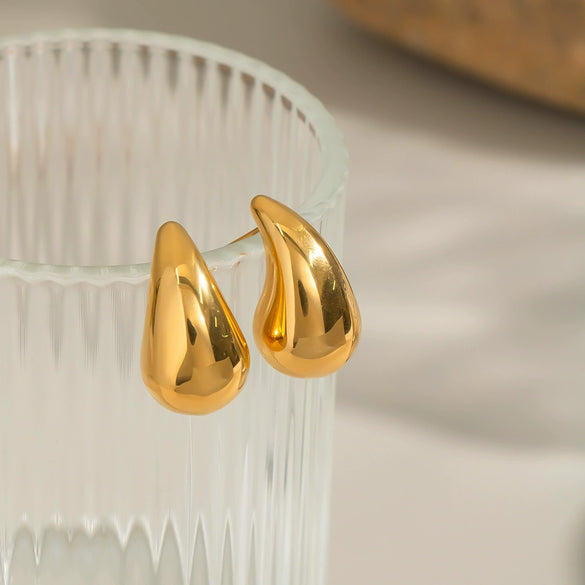 Water Drop Earrings Stainless Steel Geometric Light Luxury Style Electroplated For Women