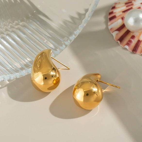 Water Drop Earrings Stainless Steel Geometric Light Luxury Style Electroplated For Women