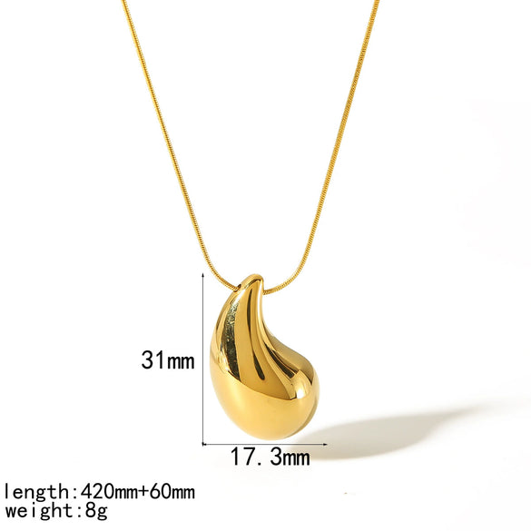 Water Drop Shape Fashion Simple Versatile Snake Bone Chain Necklace In Titanium Steel And Stainless Steel With Electroplating For Women