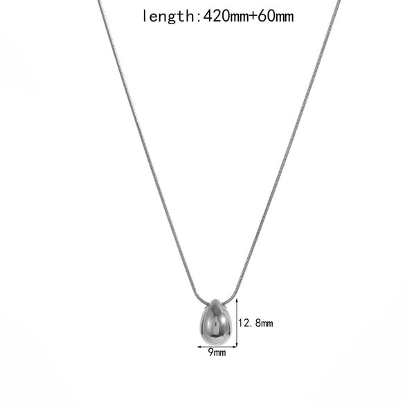 Water Drop Shape Fashion Simple Versatile Snake Bone Chain Necklace In Titanium Steel And Stainless Steel With Electroplating For Women