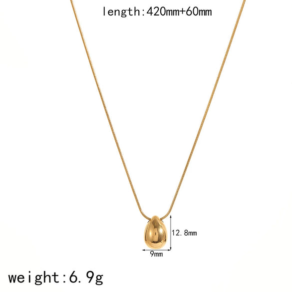 Water Drop Shape Fashion Simple Versatile Snake Bone Chain Necklace In Titanium Steel And Stainless Steel With Electroplating For Women