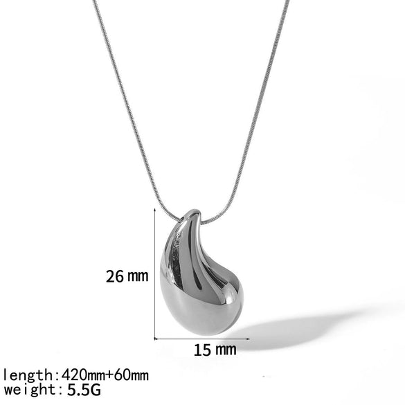 Water Drop Shape Fashion Simple Versatile Snake Bone Chain Necklace In Titanium Steel And Stainless Steel With Electroplating For Women