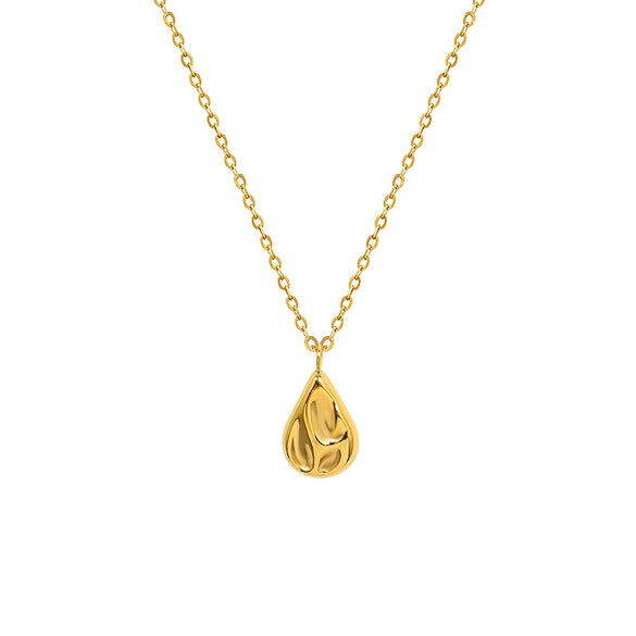 Water Drop Shaped Titanium Steel Clavicle Necklace With Electroplated O Chain Natural Minimalist Pendant Necklace For Women